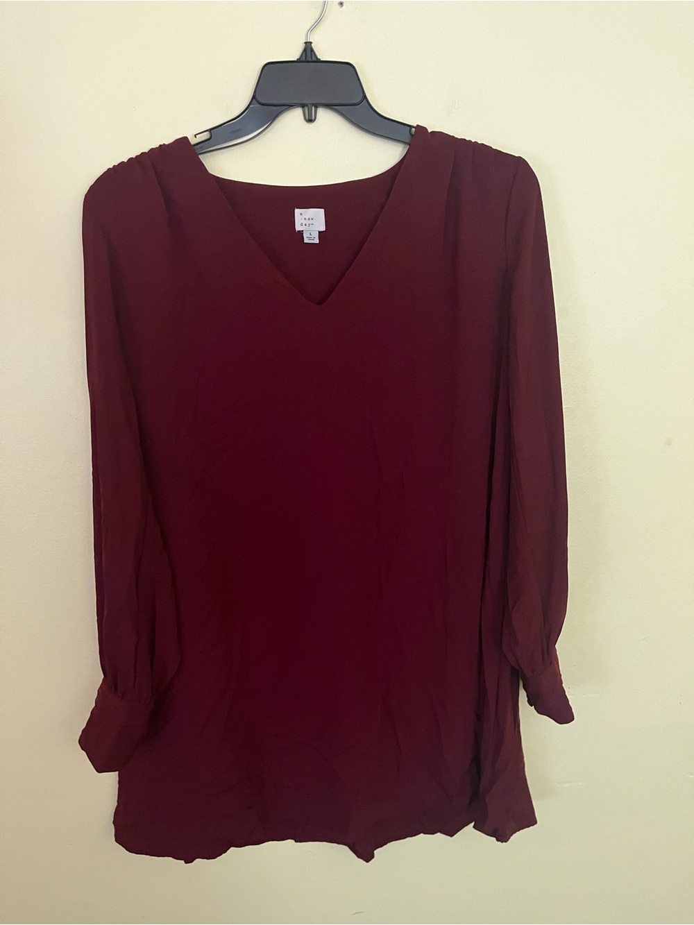 a new day V-Neck Long Sleeve Tunic - Burgundy Size Large